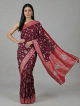 Wine dola silk zari and stone work festive saree