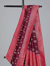 Wine dola silk zari and stone work festive saree