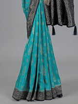 Aqua dola silk stone and zari festive saree