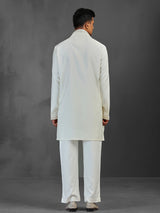 Cream reception wear art silk kurta suit with dupatta