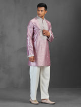 Onion pink silk kurta suit for wedding celebration