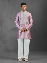 Onion pink silk kurta suit for wedding celebration