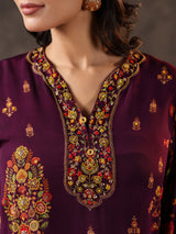 Purple crepe silk zardosi designer dhoti suit