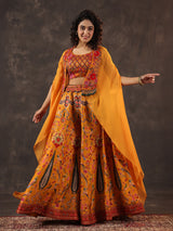 Mustard yellow silk jacket style festive palazzo suit