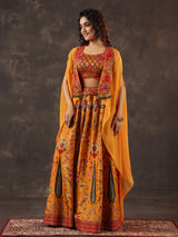 Mustard yellow silk jacket style festive palazzo suit