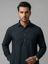 Dark green silk solid festive eid pathani suit