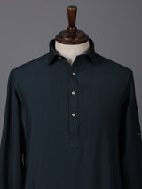 Dark green silk solid festive eid pathani suit