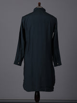 Dark green silk solid festive eid pathani suit