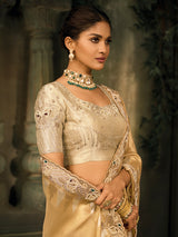 Yellow ziraf silk embellished festive wedding saree