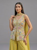 Mehendi green silk palazzo suit festive designer wear