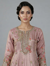 Onion pink silk anarkali suit festive elegance