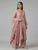 Onion pink silk anarkali suit festive elegance