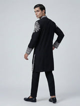 Black silk embroidered festive kurta suit