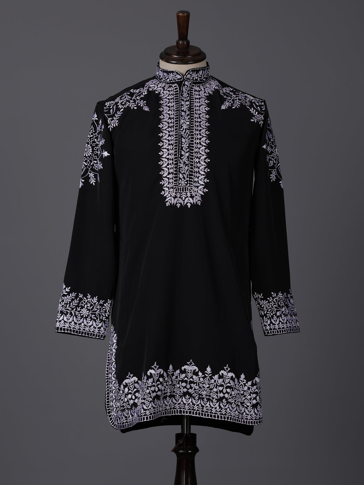 Black silk embroidered festive kurta suit