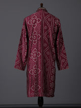 Purple silk bandhej printed festive kurta suit