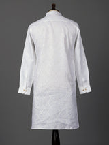 White cotton linen thread work classic festive kurta