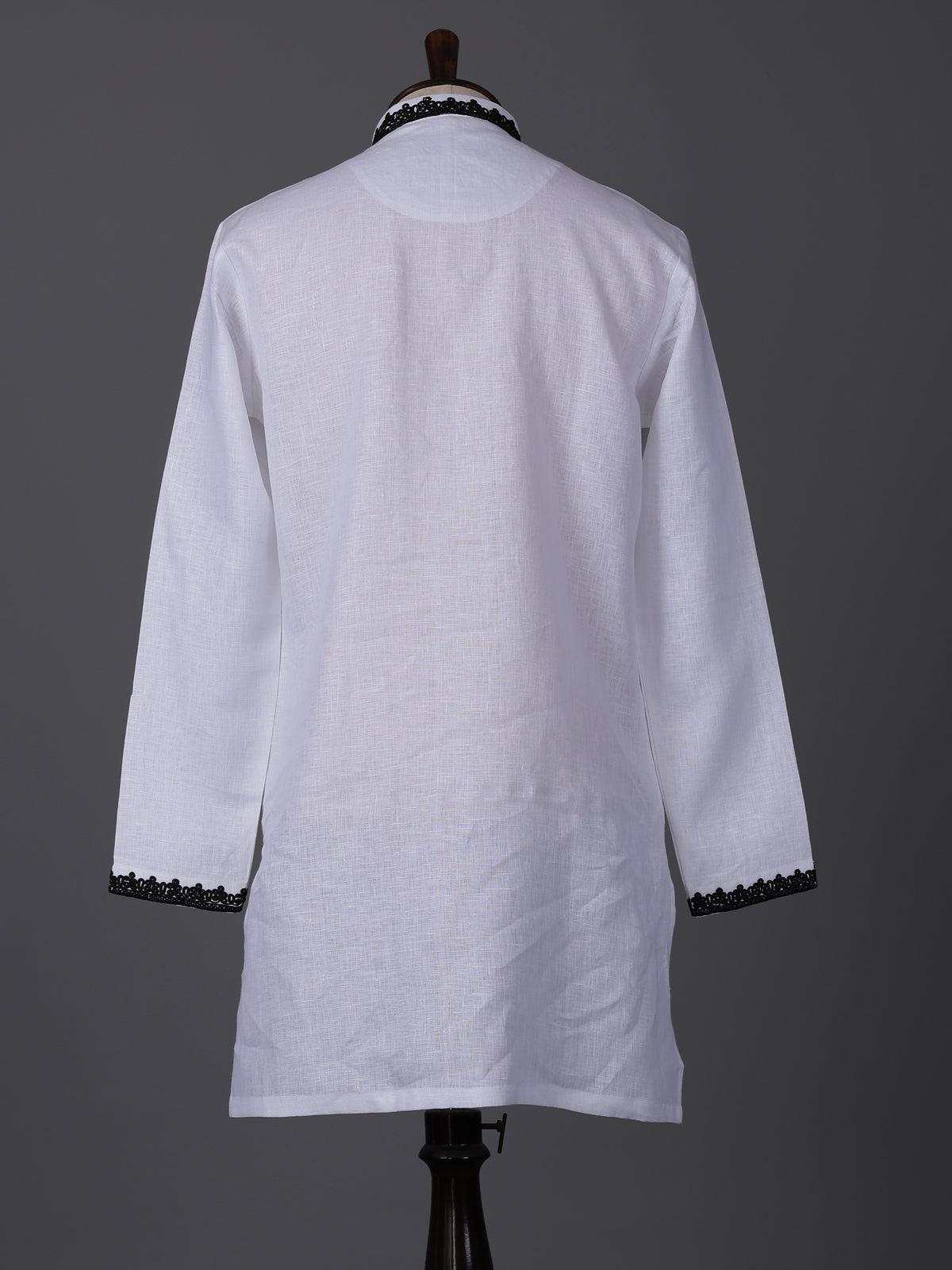 White cotton linen thread work elegant festive kurta