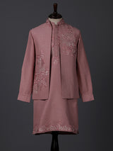Onion pink silk resham work wedding waistcoat set