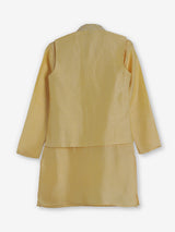 Yellow silk embroidered festive waistcoat set