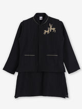 Black silk festive wear boys waistcoat set