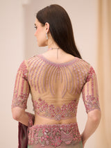 Onion pink dual toned georgette saree