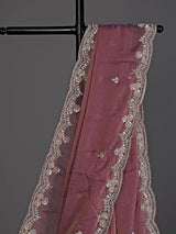 Pastel purple tissue silk diamond embellished saree