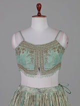 Pista green silk floral zardosi designer lehenga choli