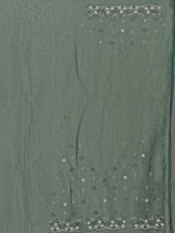 Mehendi green chiffon zardosi embellished festive saree
