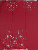 Red chiffon pearl embellished festive designer saree