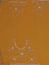 Mustard yellow chiffon haldi festive embellished saree elegance