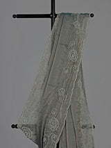 Dark grey tissue silk embellished party wear saree
