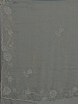 Dark grey tissue silk embellished party wear saree