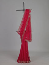 Magenta tissue georgette sequins work saree