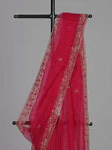 Magenta tissue georgette sequins work saree
