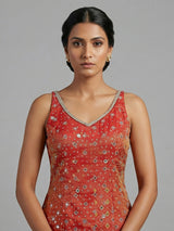 Rust orange printed sharara suit festive elegance