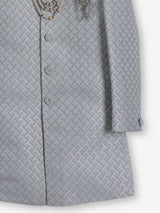 Grey silk embroidered texture festive boys indowestern
