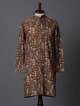 Brown silk printed thread sequins festive wear kurta