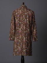 Brown silk printed thread sequins festive wear kurta