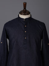 Navy cotton thread work festive wear kurta