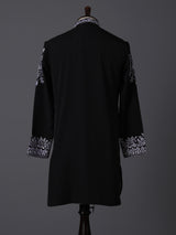Black silk embroidered festive wear kurta
