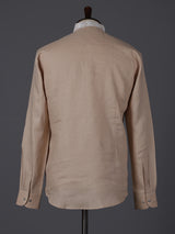 Beige linen thread work short pathani festive kurta