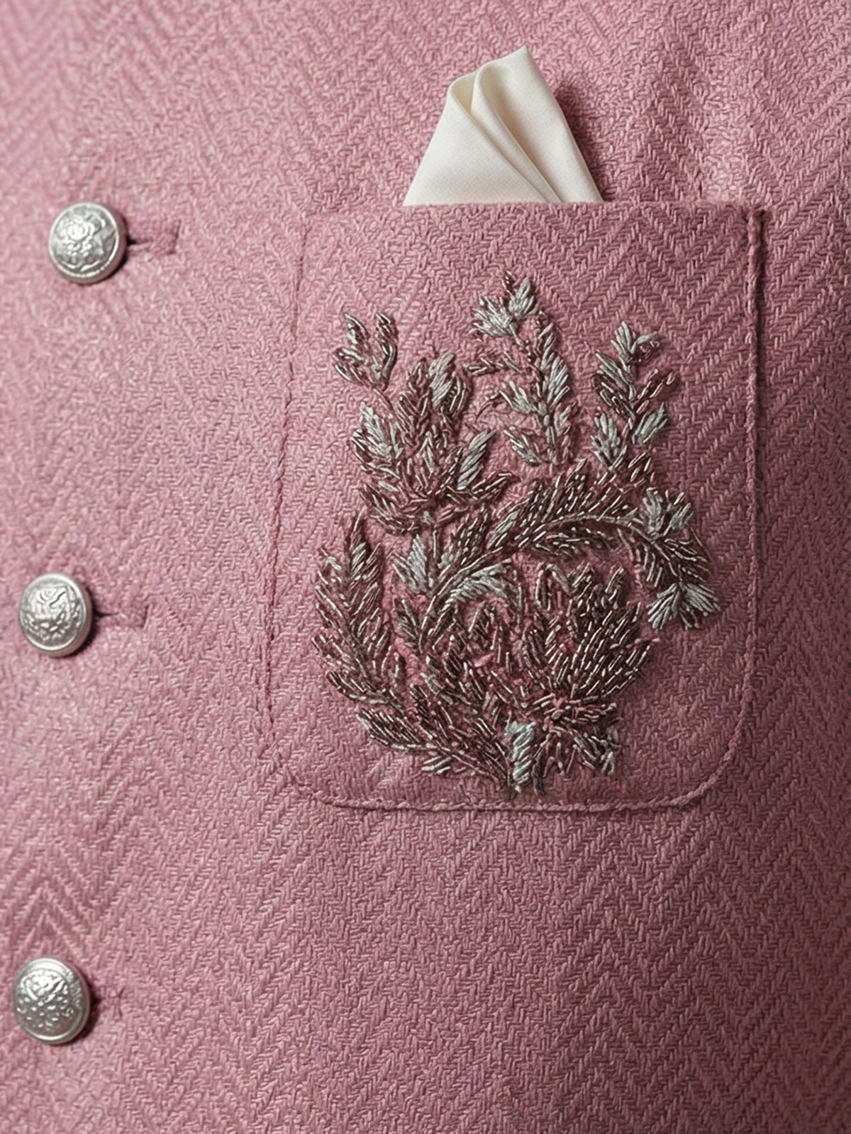 Onion pink cotton textured festive embellished waistcoat