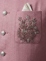 Onion pink cotton textured festive embellished waistcoat