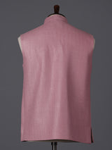 Onion pink cotton textured festive embellished waistcoat