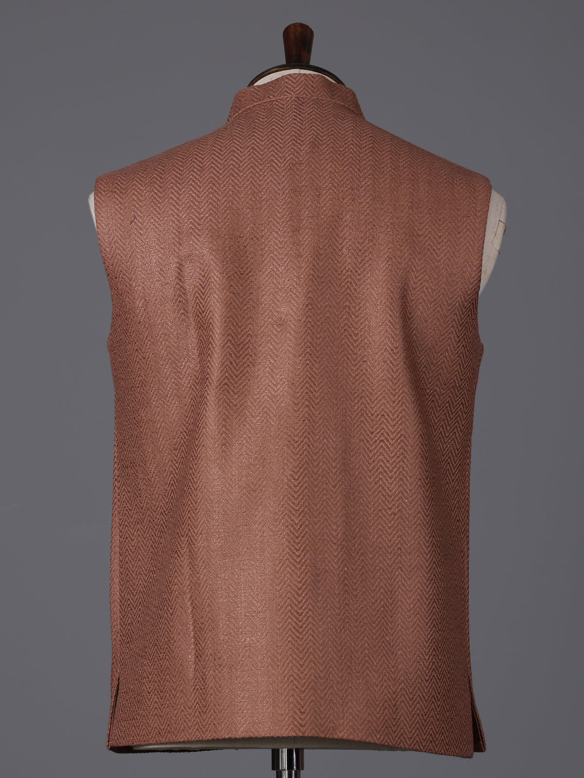 Light brown cotton textured festive zardosi waistcoat