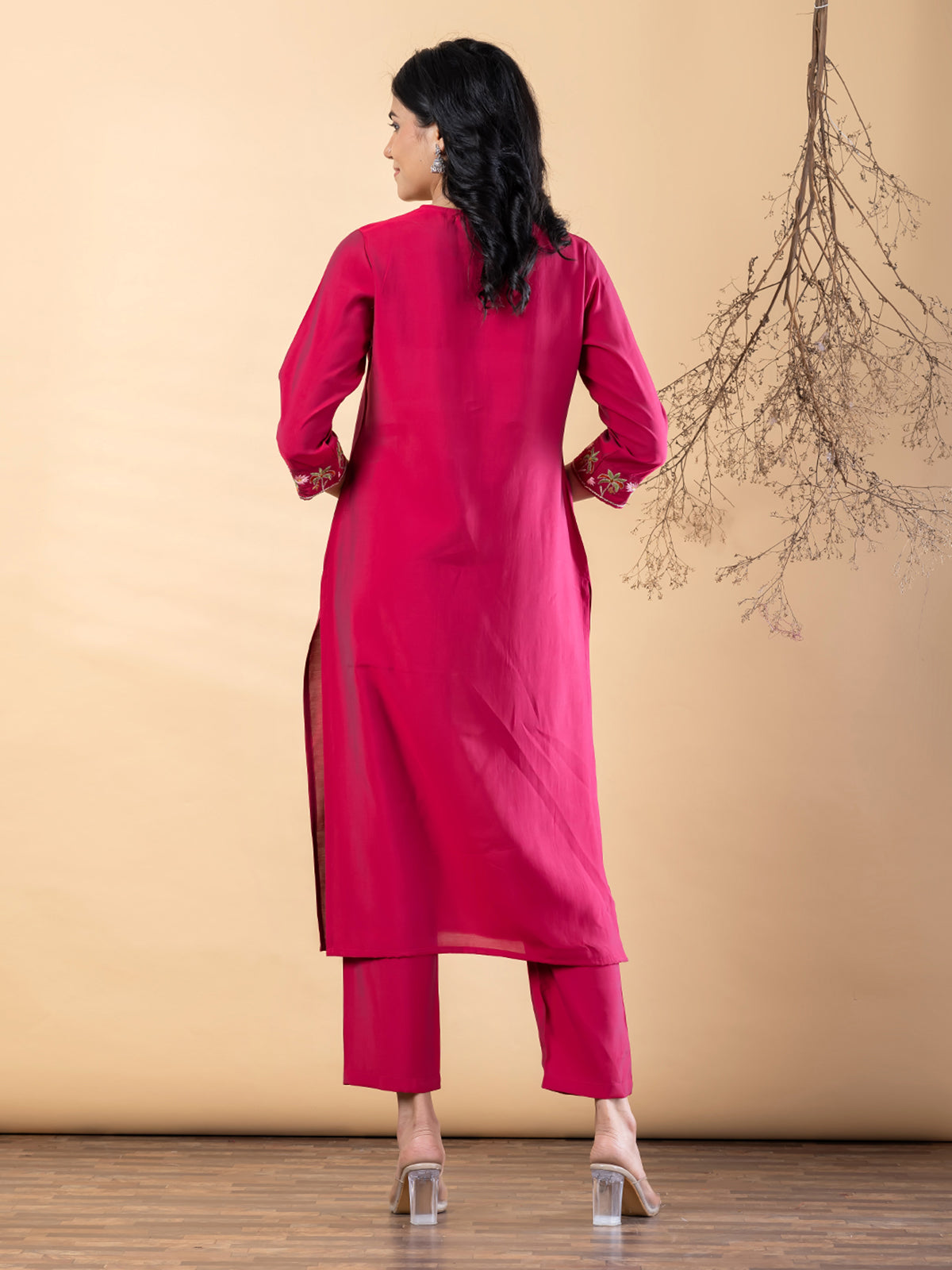 Reddish pink cotton silk kurti setq