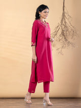 Reddish pink cotton silk kurti setq