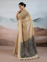 Beige bandhej inspired viscose cotton saree for festive