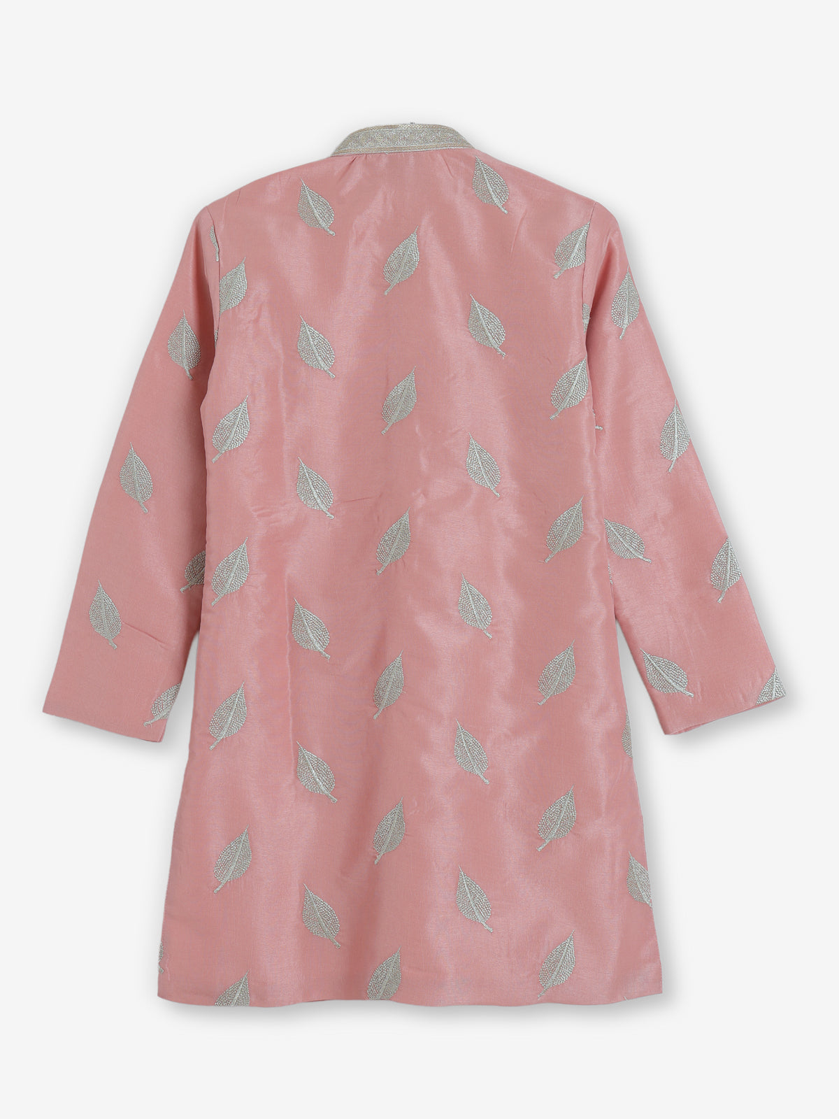 Peach silk embroidered work wedding kurta suit