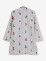 Off white cotton silk embroidered festive kurta suit